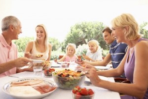 happy family eating